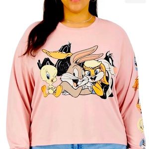 LOVE TRIBE Looney Tunes Long-Sleeve Graphic T-Shirt Women’s Plus Size  3X